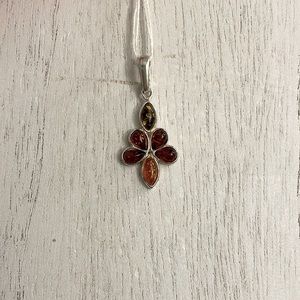 Amber and Sterling Pendant